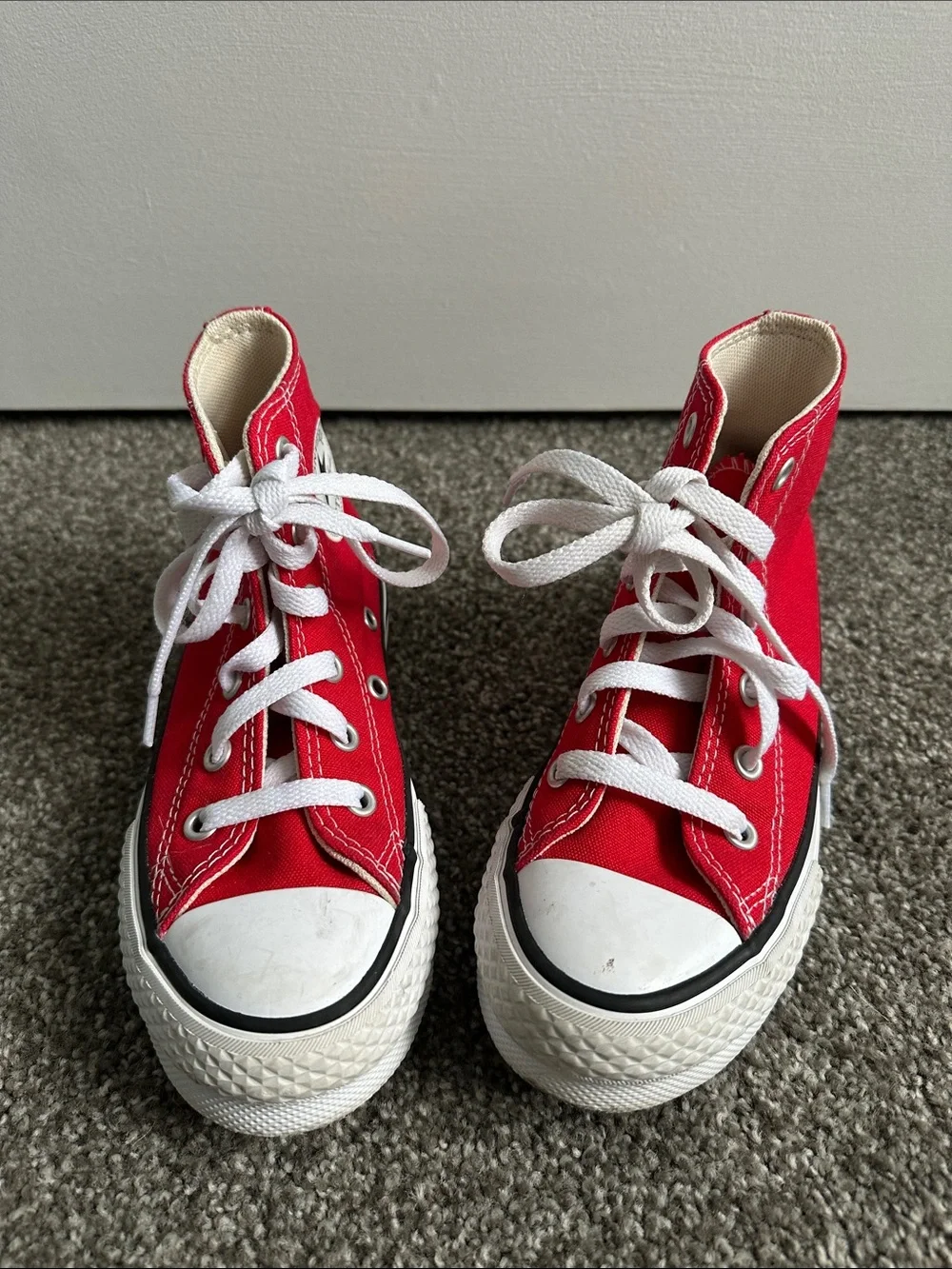 Converse Kids Red Canvas High-Top Sneakers with White Accents
